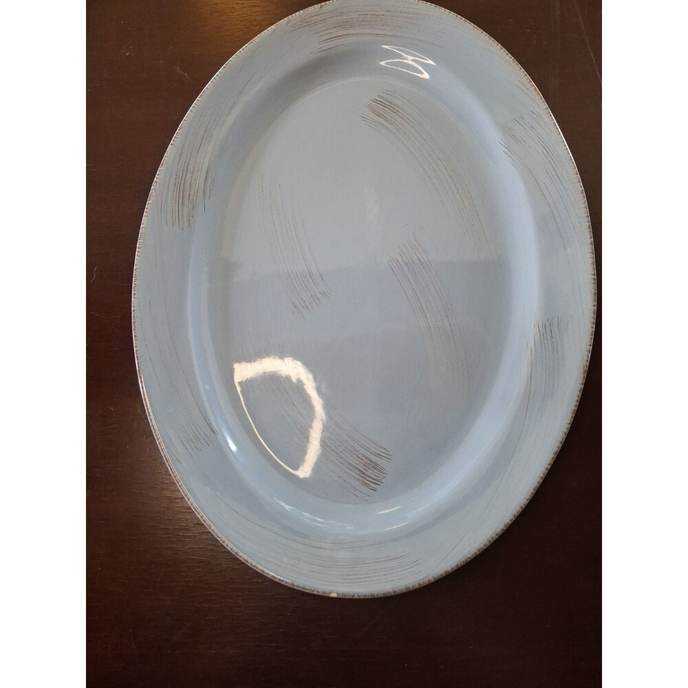 TAG Large Blue Ceramic OVAL Serving Tray Platter 18 " Tableware Serveware